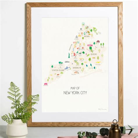 Map Of New York City Boroughs Art Print By Holly Francesca