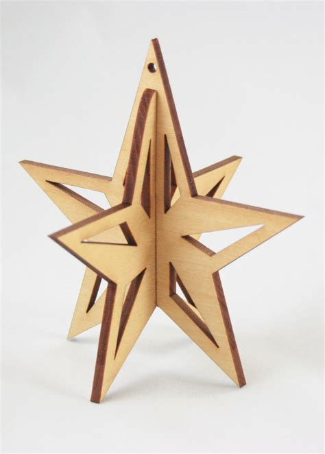 3d Star Ornament Wooden Christmas Trees Wooden Stars Wooden