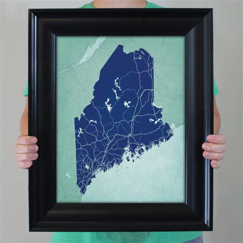 Maine Map Art By City Prints The Map Shop