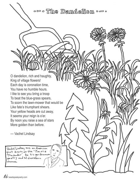 All pdf templates on this page can be downloaded and printed for free. Coloring Page Poems: The Dandelion by Vachel Lindsay