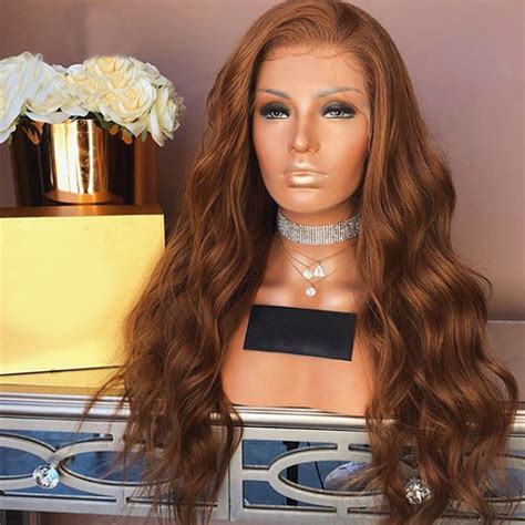 Light Brown Human Hair Wigs Wavy Lace Front Wig Virgin Brazilian Body