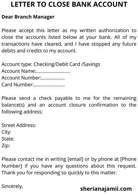 Bank Account Closing Letter Guide Samples Sheria Na Jamii