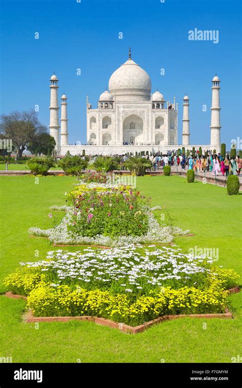Taj Mahal And The Mughal Gardens Of The Taj Mahal Agra Uttar Pradesh