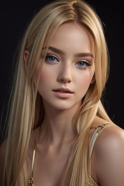 Premium Ai Image A Model With Long Blonde Hair And Blue Eyes