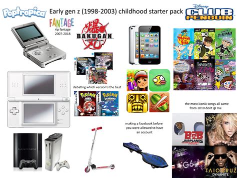 The Early Gen Z 1998 2003 Childhood Starter Pack Rstarterpacks