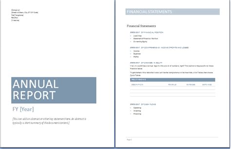 Sample Annual Report Templates Microsoft Excel Templates