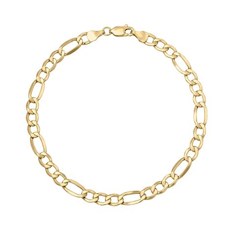 Solid 10k Yellow Gold Figaro Chain Bracelet 54mm Hmy Jewelry