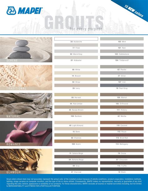 Color Chart For Grout