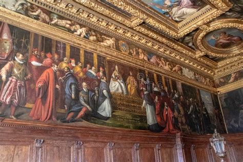 Interior Walls In The Doge S Palace In Venice Editorial Stock Image