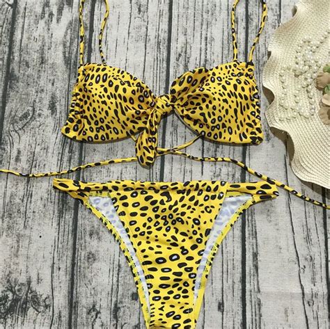 Luoanyfash 2018 Bikini Women Swimsuit Leopard Print Swimwear Low Waist Bathing Suit Push Up