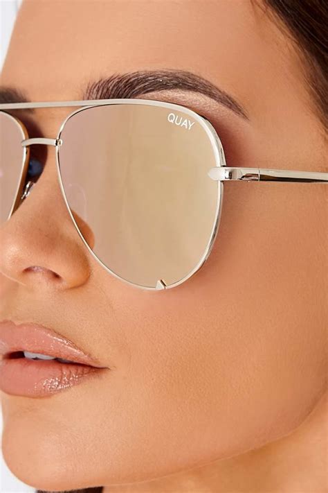 Quay High Key Rose Gold Oversized Aviator Sunglasses In The Style