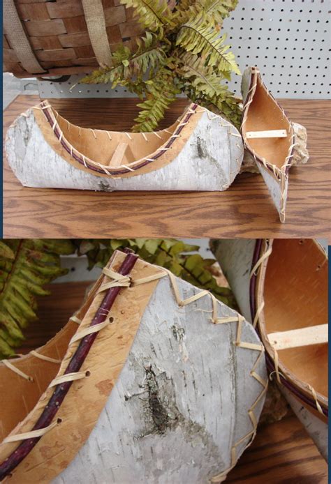 Birch Bark Canoe Authentic Native American Ojibwe Indian Birchbark Canoes Moose R Uscom Log