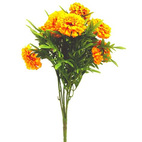It is said that their vibrant yellow colors guide spirits into the afterlife. 47cm Artificial Marigold Bush - Orange - | Shelf Edge