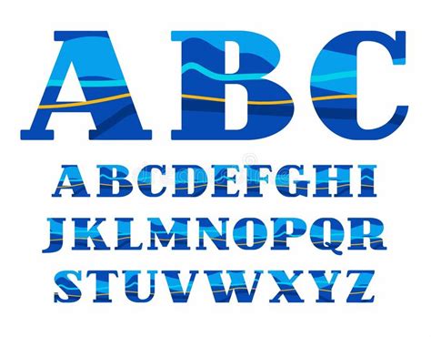 English Alphabet Aqua Vector Font Capital Letters Stock Illustrations