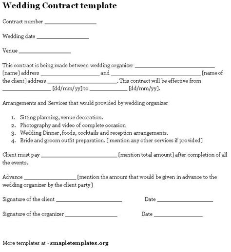 Documents similar to sample wedding planner contract. Wedding Contract Template | Event planning contract, Event ...