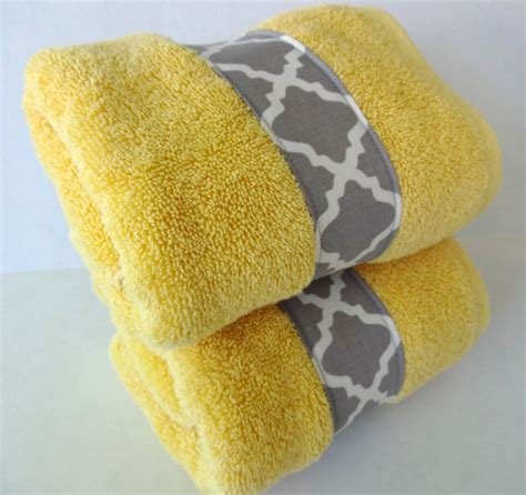 Shop our best selection of yellow bath towels to reflect your style and inspire your home. Set of 2 Bathroom hand towels in Yellow and Grey by ...
