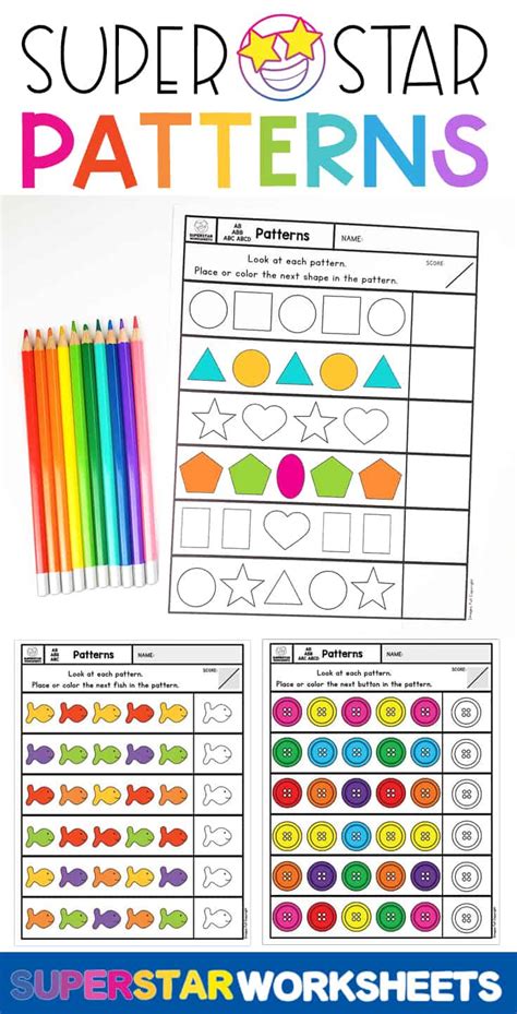 Pattern Worksheets Superstar Worksheets Preschool Pat