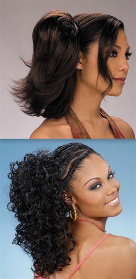 For this wavy ponytail style any time of year, spray damp hair all over with fructis beach chic texturizing spray to give it body without the weight. Ponytail Hairstyles for Black Women - Hairstyle for black ...