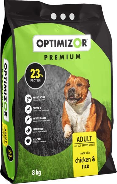 Includes detailed review and star rating for each selection. Optimizor - Premium Dry Dog Food - Chicken & Rice (8kg ...