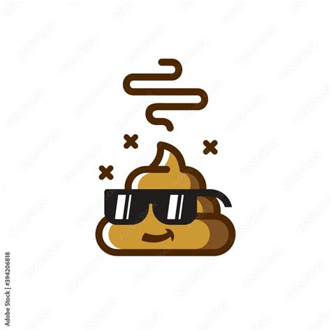 Cool Shit Vector Icon Illustration Design Logo Poop Wearing Black
