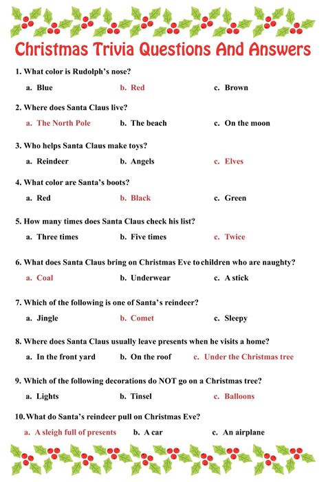 15 Best Christmas Printable Trivia With Answers Artofit