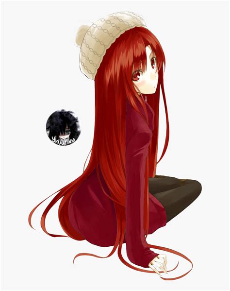 Red Haired Girl Render Anime Girl Red Hair Red Eyes Hd Png Download