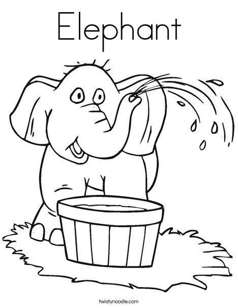 Elephant Coloring Page Twisty Noodle