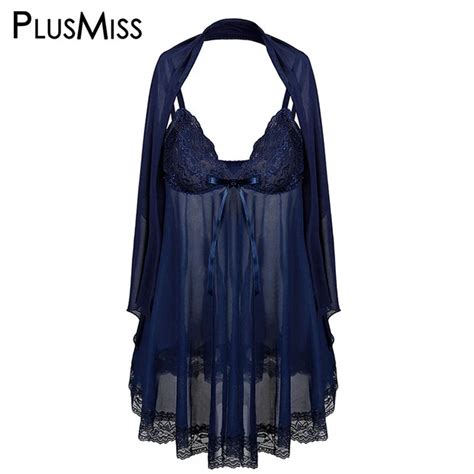 Plusmiss Plus Size 5xl Vintage Lace Nightgown Sleepwear Robe Sexy Erotic Lingerie See Through