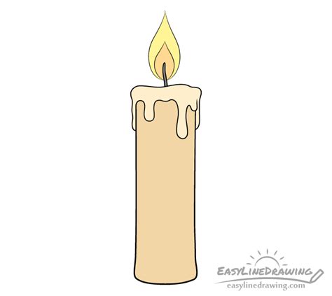 How To Draw A Candle Step By Step Easylinedrawing