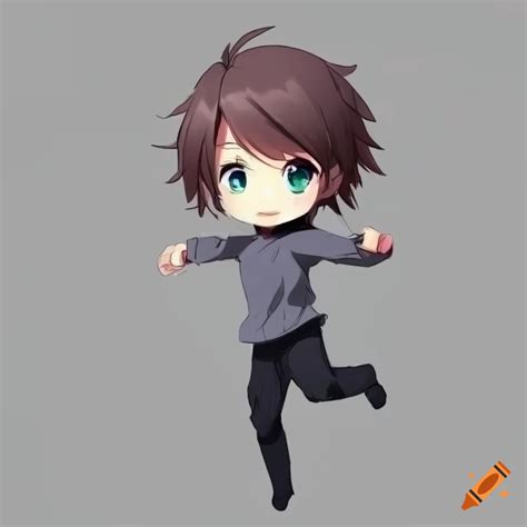 Simple Chibi Full Body Anime Action Jumping Pose Reference