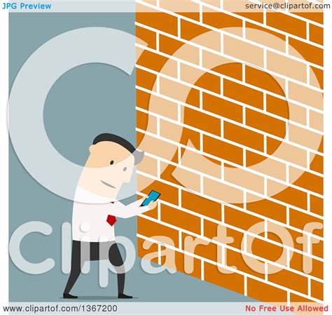 Clipart Of A Flat Design White Business Man Looking At