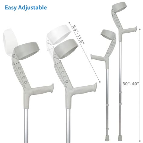 Forearm Crutches With Pivoting Closed Cuff Ergonomic Comfortable Wrist