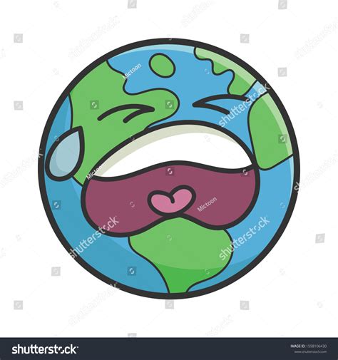 Vektor Stok Crying Planet Earth Cartoon Illustration Isolated Tanpa