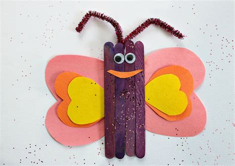 Popsicle Stick Butterfly Craft For Kids