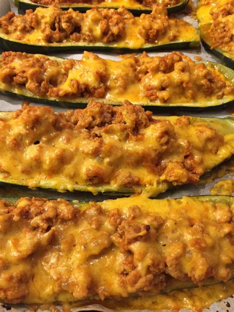 I've also included lots of fun zucchini boat. Stuffed Baked Zucchini Boats With Ground Meat And Cheese ...