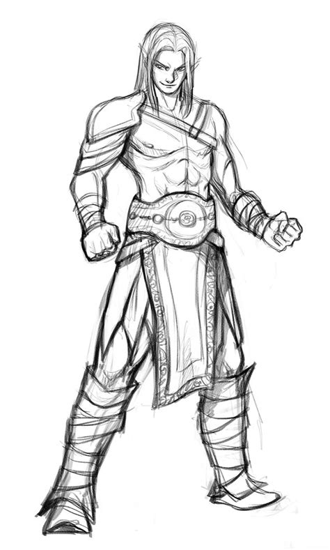 Commission Drow Gladiator Warrior Drawing Man Sketch Cartoon