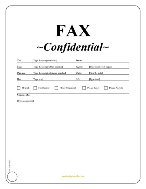 Confidential Fax Cover Sheet Microsoft Word Free Printable Fax Cover