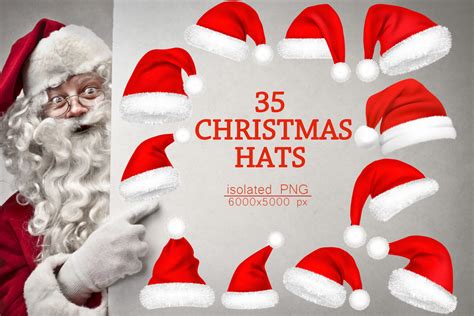 35 Christmas Hats Photoshop Overlay Santa Red Hat Holidays Hat