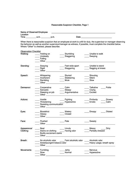 Msha Labor Reasonable Suspicion Checklist Form Trial Fill Online Printable Fillable Blank
