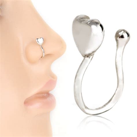 Stainless Steel Heart Shape Nose Hoop Nose Rings Clip On