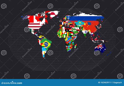 World Map With Flags Stock Vector Illustration Of Destination 162463911