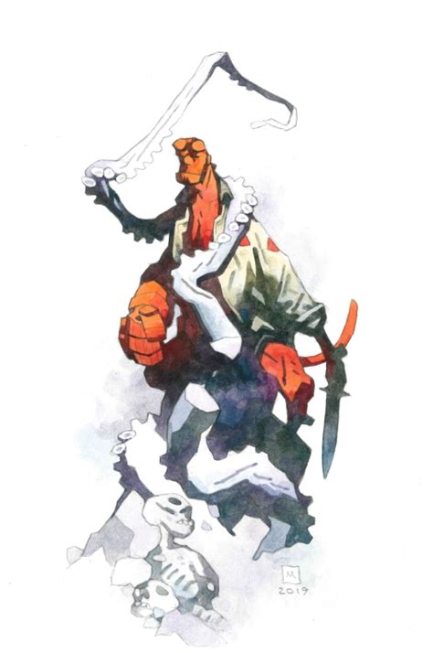 Hellboy Watercolor Painting By Mike Mignola In Tyson Ss Comic Art