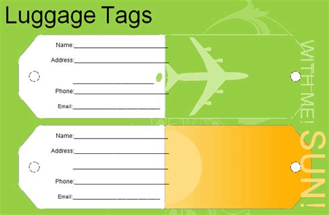 Editable Printable Downloadable Luggage Tag Template Printable Templates