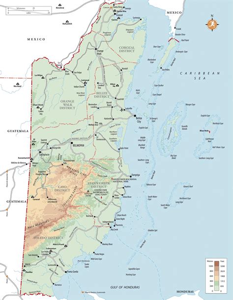 Belize map shows its capital, major cities, roads, airports, rivers along with links to political, physical, location, outline and thematic maps of belize. Belize Landkarte - Eine Karte von Belize (Mittelamerika ...