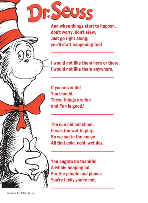 But one thing close to his heart was reading. Baby shower game #3 Dr. Seuss book quotes, Name the book ...