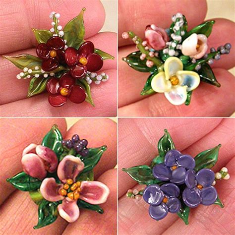 Lampwork Flower Beads By Dana Torakis Lampwork Bead Jewelry Polymer