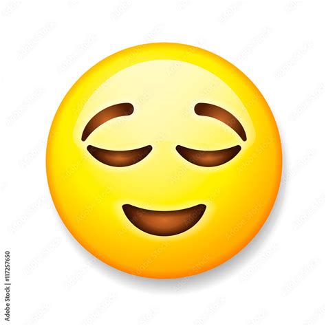 Emoji Isolated On White Background Emoticon Relieved Face Stock Vector