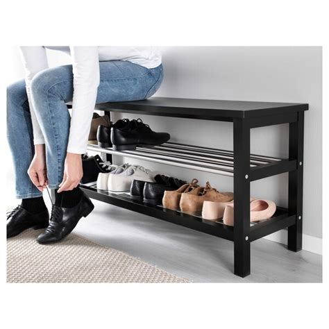 Vous pourrez y mettre jusqu'à 6 paires de chaussures, mais aussi ranger vos parapluies dans l'espace penderie à droite, et votre courrier dans. TJUSIG Banc range-chaussures - noir - IKEA