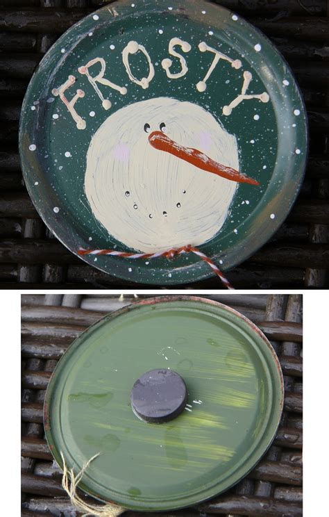 Salt Lick Shop Diy Primitive Snowman Lid Magnets