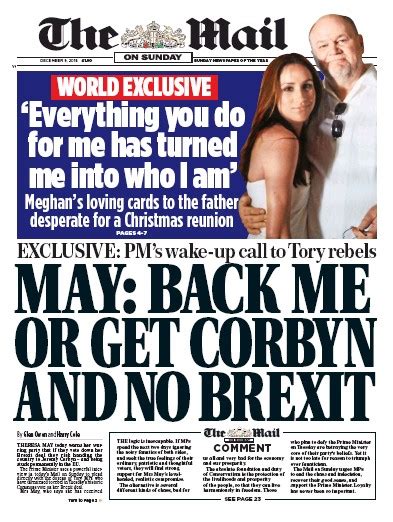 The Mail On Sunday Uk Front Page For 9 December 2018 Paperboy